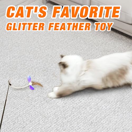 JXFUKAL Cat Feather Toy Refills, 4Pcs Simulation Butterfly Dragonfly Glitter Piece Feather Cat Lures Cat Wand Attachment Cat Toys Replacement for Kitty Kitten Indoor Cats Cat Accessories - Thumbnail 5