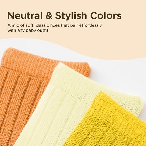 Babysoy Non-Slip Baby Girl & Boys Knee High Socks - Organic Cotton & Azlon Fiber - Newborn, Infant, Toddler - Set of 34