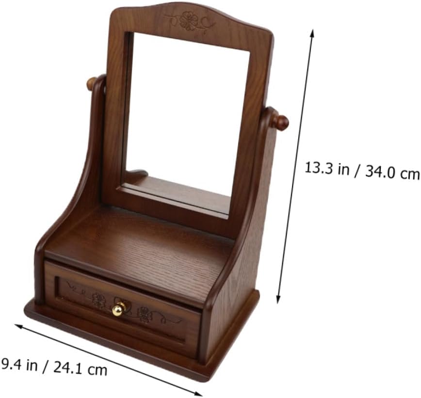 MAGICLULU Vintage Standable Vanity Mirror Retro Desktop Makeup Mirror with Adjustable Angle for Home Use Antique Finish image 2