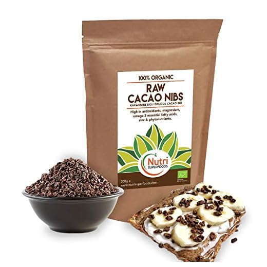 Puntas de Cacao Orgánicas Crudas (Nibs), Chocolate Negro Puro Vegano, Sin Azucares Añadidos, Rico en Magnesio, Ideal para preparar platos, Batidos Energéticos, Barras Energéticas y galletas - 400g