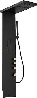 Shower Panel Tower System Stainless Steel Rainfall Shower Massage Body Jets and Handheld Shower System 3-Functions Wall Mount, Black