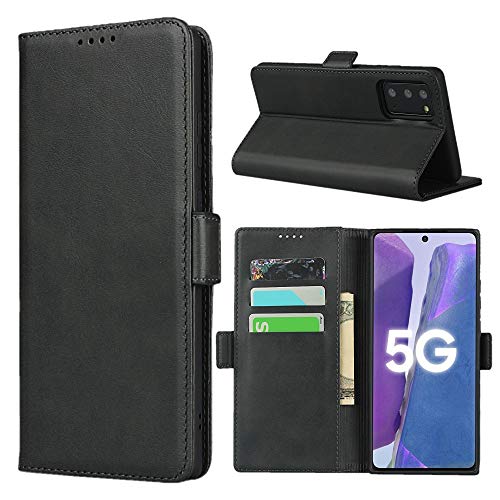Cavor for Samsung Galaxy Note20 Case,Note20 5G Case,Cowhide Pattern Leather Wallet Phone Case with Magnetic Closure & Card Slots(6.7")-Black