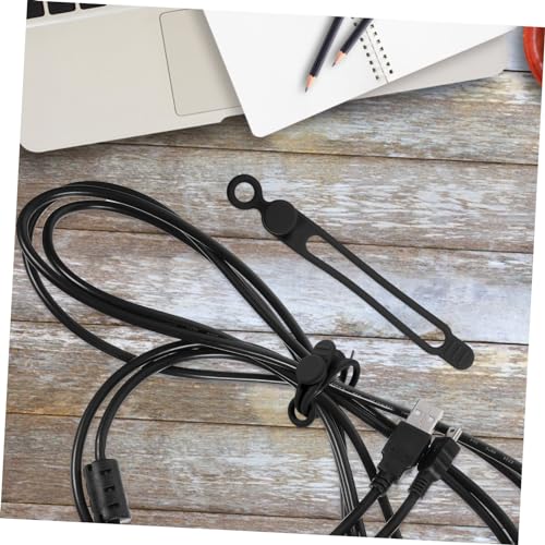 Pack de 10 Bridas de Silicona para Gestión de Cables, Oficina y Hogar, Color Negro miniatura 3