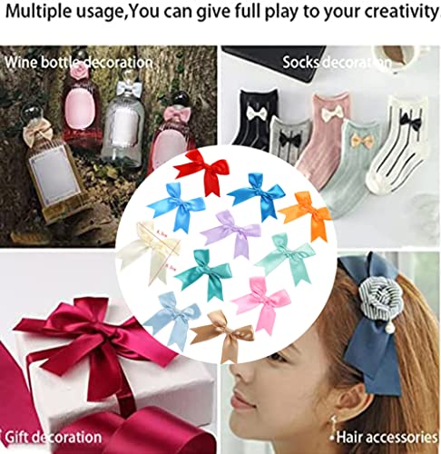 Duories Pack of 50 White Satin Polyester Ribbon Bows, 8.5 x 8.5 cm, Ready Bows for DIY Crafts Wedding, Christmas - Image 2