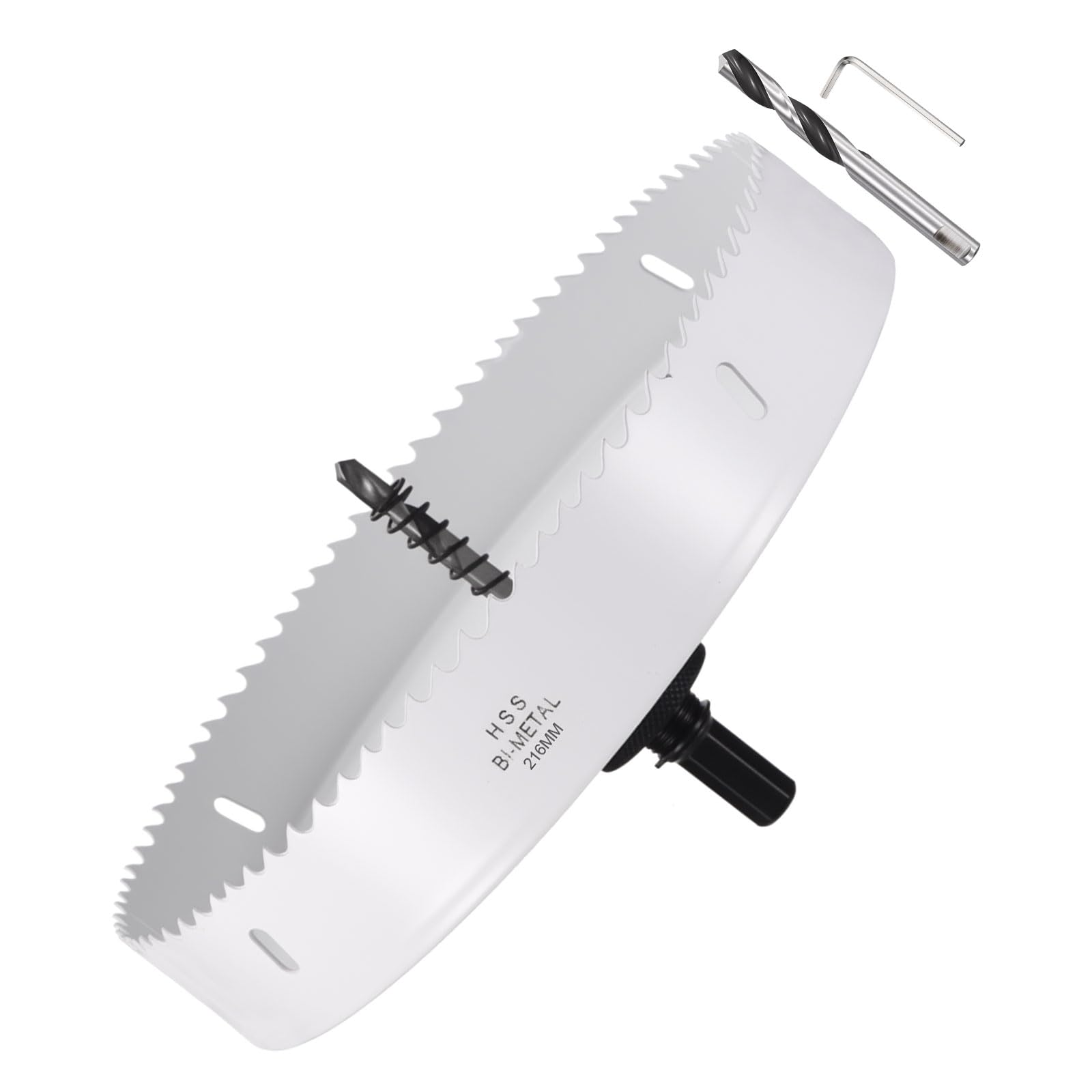 METALLIXITY Bi-Metal Hole Saw 8-1/2", M42 HSS Circular Head 216mm Hole Cutter with 2 Pilot Drill Bits