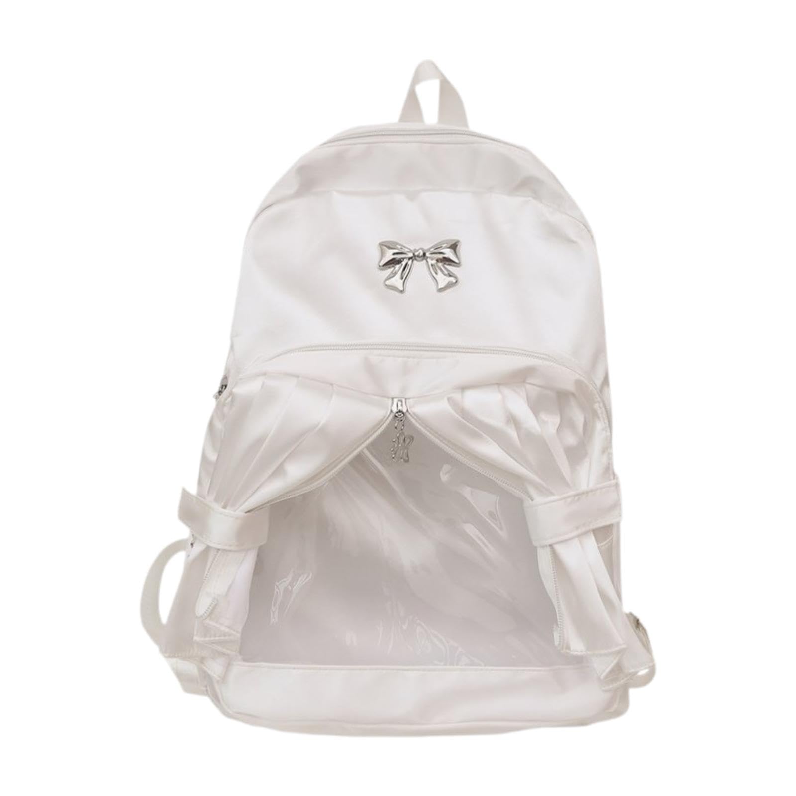 Fashion Backpack Transparent Front Pocket Daypack for Camping Party Shopping White-image-38