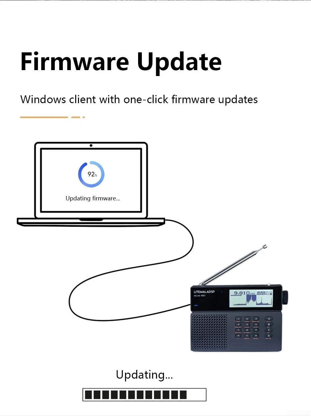 MLite-880 Softwaredefinierter Funkempfänger für Malahit, AM für FM LW für mw SW VHF SSB CW mit Spektrumanzeige und Rauschunterdrückung
