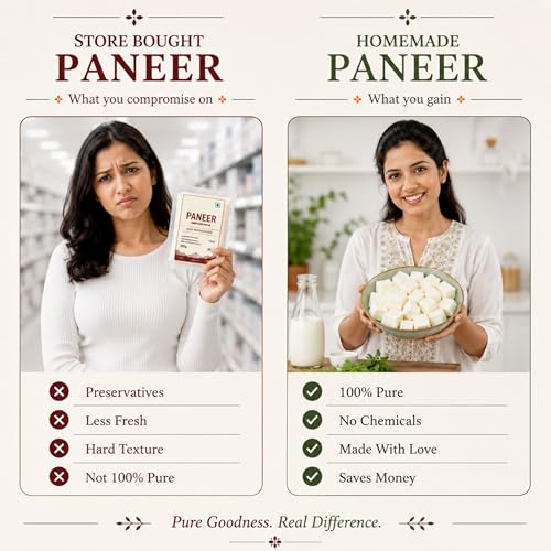 Image of Paneer Maker Steel - 12.5 x 12.5 x 4.5 cm | Paneer Maker Mould Press for Healthy Homemade Paneer, Tofu & Cheese | Rust-Free Durable & Easy to Clean (550 ML)