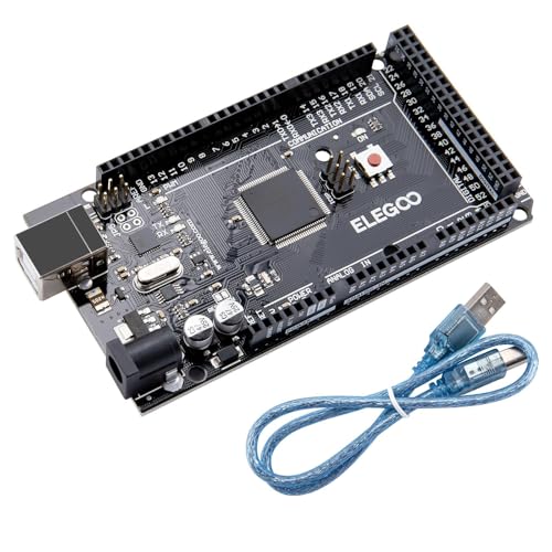 ELEGOO Mega de 2560 R3 Tarjeta Placa Compatible con Arduino IDE con Microcontrolador Basada en el m e g a con USB Cable Negro Versión Mega Kit