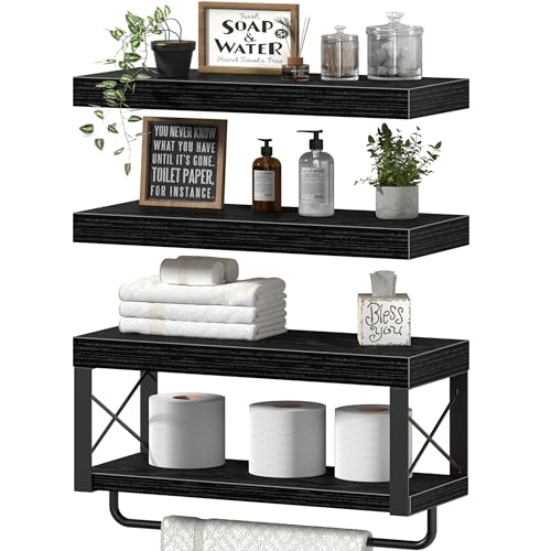 QEEIG Bathroom Shelves Over Toilet - Floating Shelf for Wall Toilet Paper Storage Farmhouse 16 inch...