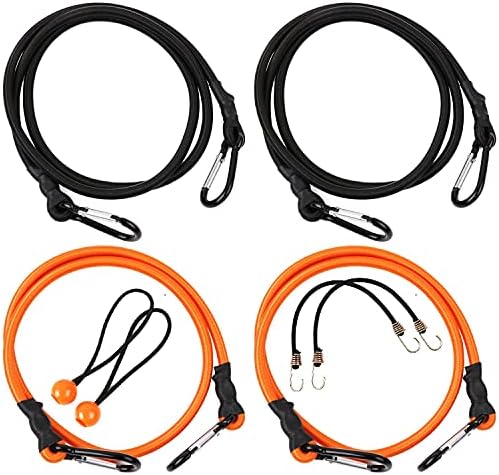 HORUSDY 40 and 60 Inch Bungee Cord with Carabiner Hook 8 Pack, Superior Heavy Duty Latex Rubber Bungie Cord Straps