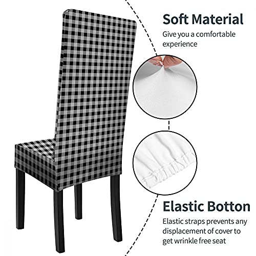 Wondertify Black White Buffalo Check Chair Covers For Dining Room Rustic Vintage Gingham Plaid Tartan Stretch Slipcovers Chair Protector Decor For Home And Banquet #TOP5