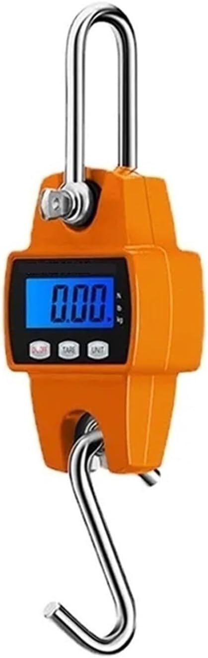 Heavy Duty Electronic Stainless Steel Hook Scale, Digital Crane Scale, Crane Scale, 300kg Crane Scale, Digital LCD Ring Weight Balance Industrial Scale(300kg Orange)
