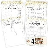 Stofinity Fun Bridal Shower Games for 25 Guests - Set Of 4 Wedding Shower Games for Reception, Gold...