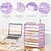 SUBEKYU 9 Tier Paper Letter Tray Desk Organizer with Handles - Purple Metal Mesh File Holder Paper Sorter Desk Organizer for Office Home School, Include 6 Pcs Adjustable Slid Tray, 6 Colors Available