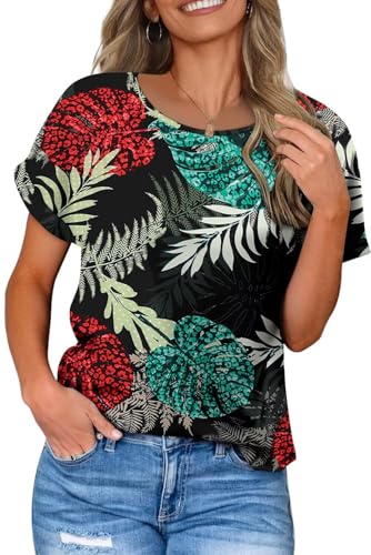 KISSMODA Summer Short Sleeve T Shirt Loose Fit Casual Dressy Women Top 2025 Trendy Ladies Fashion Blouses(S-3XL)