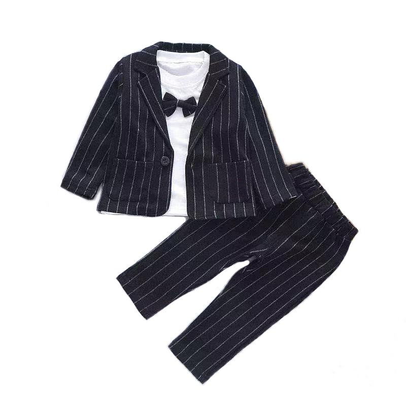 Bold N ElegantPolka Print Blazer Style Shirt with Bow and Pant Party Clothing Coat Suit Set for Boys