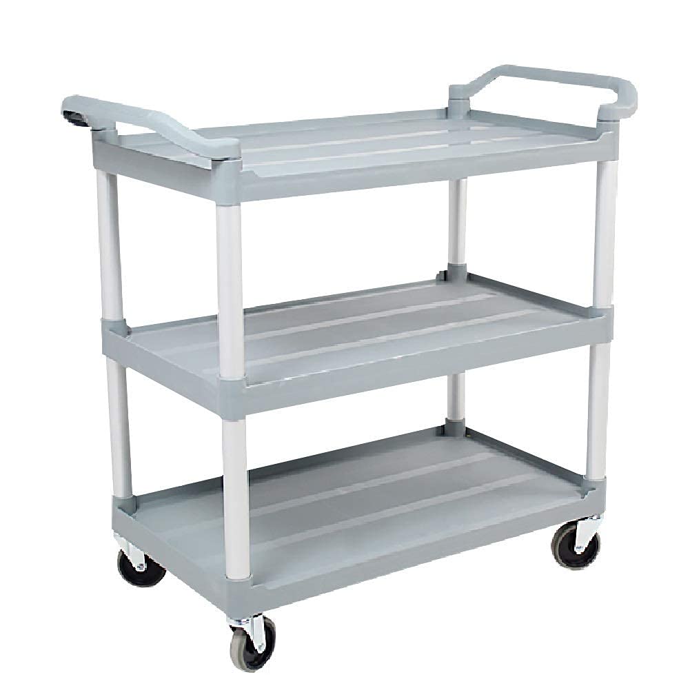 Multifunktionaler Aufbewahrungswagen,Wagen,Servierwagen Trolley Kommerzieller 3-Tiers Rolling Utility Bus Wagen Mit Rädern, Kunststoff-Servicewagen Für Restaurant/Reinigung, Tragfähigkeit 200 K