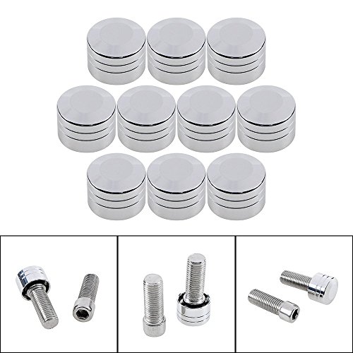 10Pcs Chromed Cnc Aluminum Push-On Topper 7/16" 11.5Mm 304 Socket Head Bolt Cap Cover Compatible With Harley Cruiser Motorcycle #TOP2
