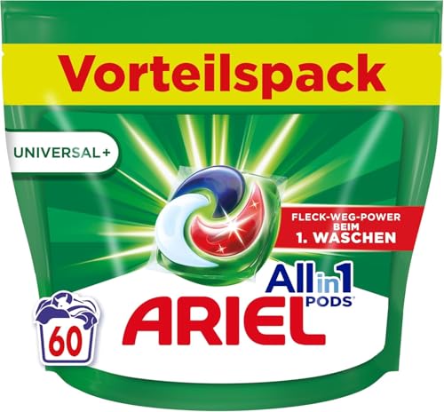 Ariel Allin1 PODS, Capsule di detersivo liquido universale + 60 lavaggi, agiscono anche a 7 giorni, macchie secche in acqua fredda