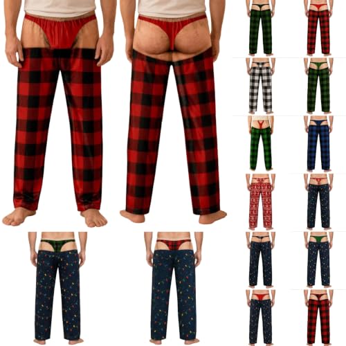 Thong Pajama Pants Man Ugly Christmas Butt Print Loungewear Party & Present - image 1