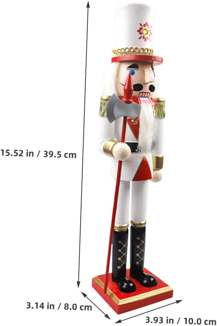 Wooden Nutcracker Soldier Figurine 39.5cm Traditional Christmas Nutcrackers Decor Red White Gold Xmas Desktop Decoration