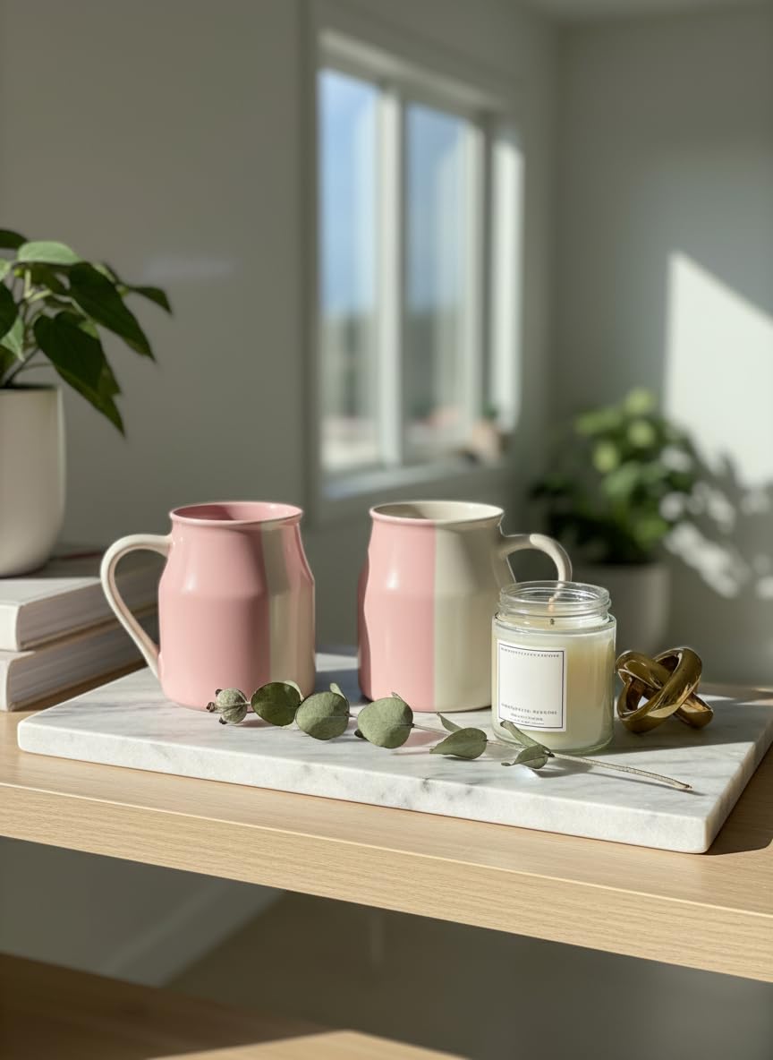 - Dual Tone Ceramic Coffee Mug | Stylish Pink & White Milk Tea Coffee Cup | Modern Handled Mug for Home & Office | Unique Everyday Beverage Mug | Gift Item| Comfortable Handle, 150 ml (Set of 2)