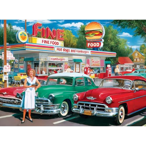 500 Pieces Jigsaw Puzzles, Retro Style 500 Piece Puzzles for Adults, Car and Food Station Jigsaw Puzzles, Interlock Perfectly Letter on Back, Home...
