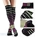 CAMEL CROWN Womens Long Thigh High Socks Striped Knee High Leg Warmers Socks Compression Stockings