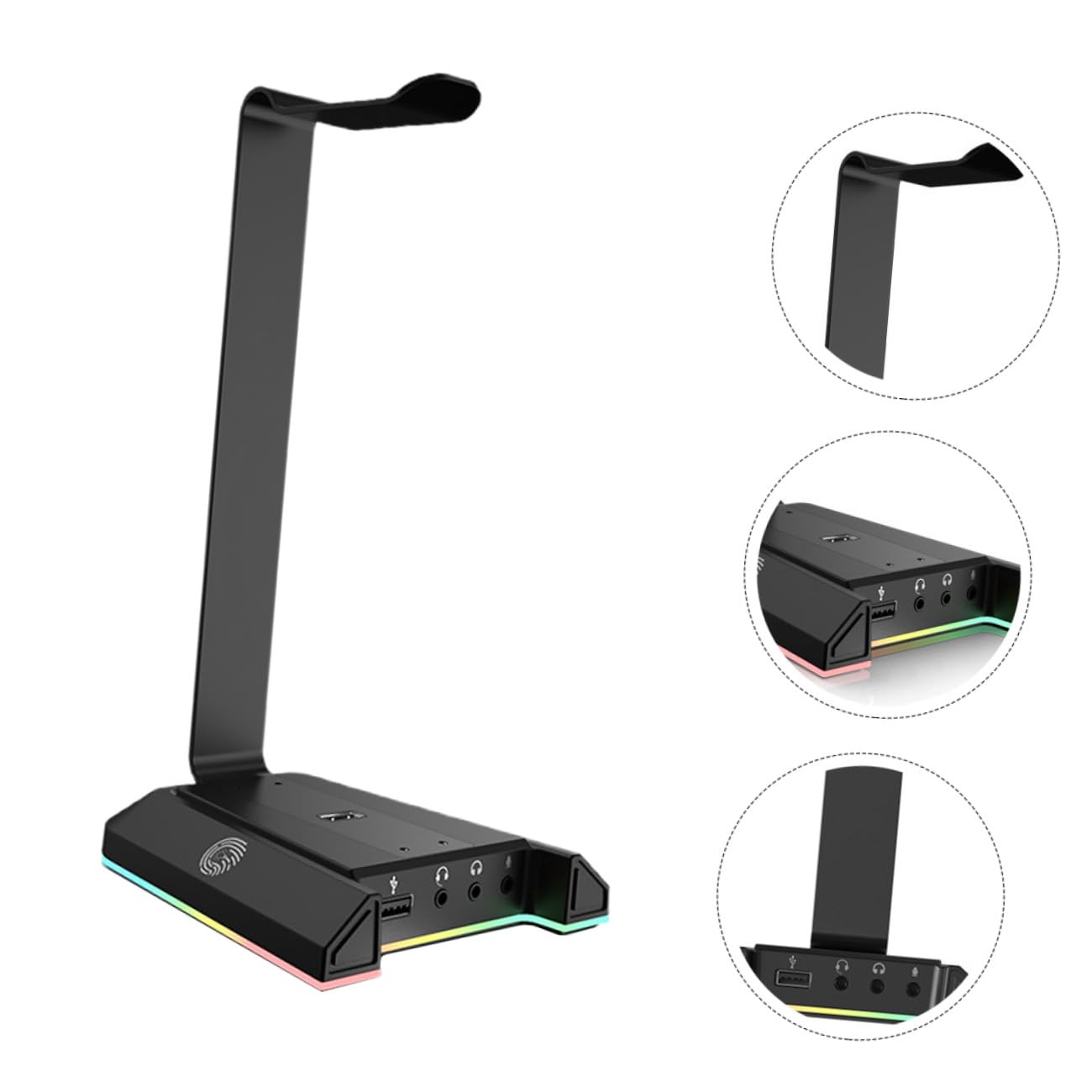 Vaguelly Supporto Cuffie da Tavolo Rgb in Abs Nero per Gaming