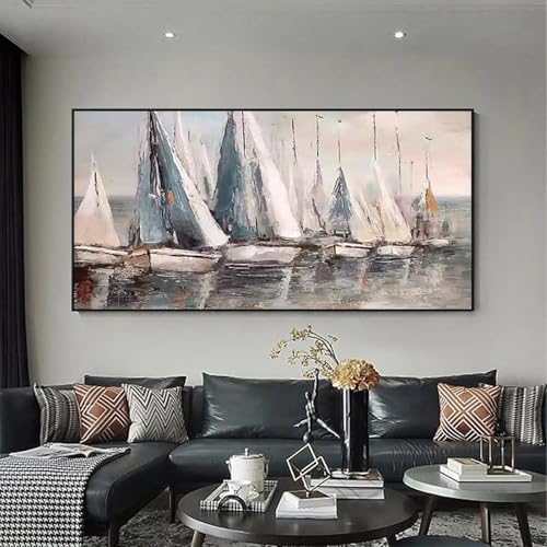 Art mural texturé abstrait de prestige XINBAO grand tableau océan moderne 80x160