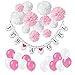 Produktbild Wartoon "IT'S A GIRL" Paper Hanging Banner Decoration Flags and 12 paper Pompoms for Baby Shower Baby Birthday Decoration