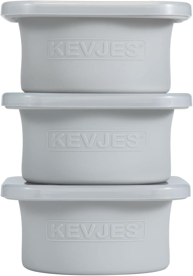 Stackable Silicone Artisan Pizza Dough Proofing Proving Containers with Lids-2/3/4/5 pack-500ml portion (Grey, 3 PACK)