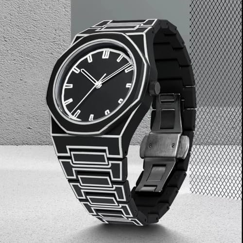 Image of Shocknshop Minimalist Creative Sketch Design Black Analog Plastic Chain Strap Wrist Watch for Men Boys -WCH375