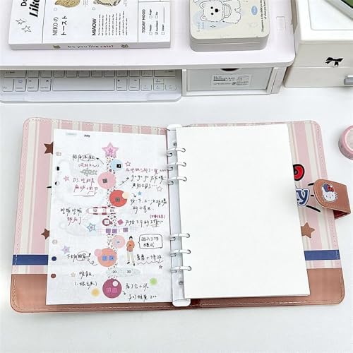 ハローキティ ちゃん シナモロールバインダーノート システム手帳 ルーズリーフ日記帳 横罫 メモ帳リング手帳リフィル ビジネス,2,180枚 5