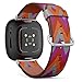 CJBROES Replacement Leather Watch Band, Compatible with Fitbit Versa 3 and Fitbit Sense of Wristband Bracelet Accessory - linesmesh Geometric Ornament