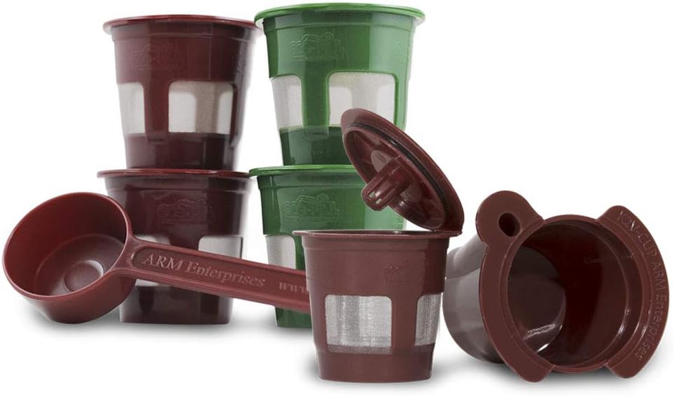 Perfect Pod K2V-Cup Adapter + 5 Reusable Coffee Pod Filters & 1-Tbsp Measuring Coffee Scoop Bundle for Keurig VUE Coffee Maker