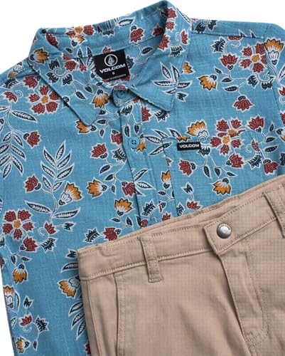 Volcom Toddler Boy Shorts Set - 2 Piece Short Sleeve Button Down Dress Shirts and Twill Shorts - Toddler Boys Summer Outfits2