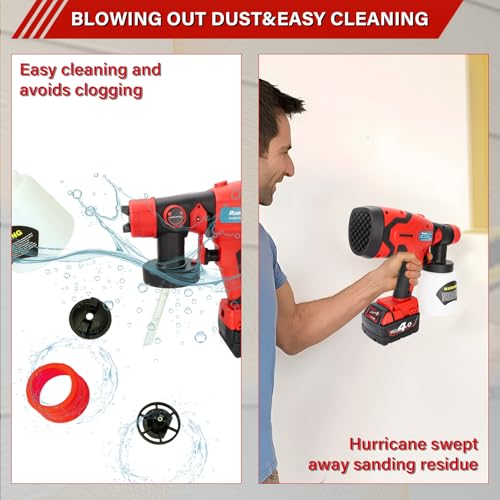 Rueqior Cordless Paint Sprayer Compatible with Milwaukee 18V Battery, Paint Sprayers for Home Interior Airless Electric HVLP, for Furniture, Walls, Cabinets, Fences, Doors, etc.(Battery NOT Included) by Rueqior - Image 4