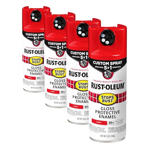 Image of Rust-Oleum 376889 Stops Rust Custom Spray 5-in-1 Spray Paint, 12 oz, Gloss Cherry (Pack of 4)