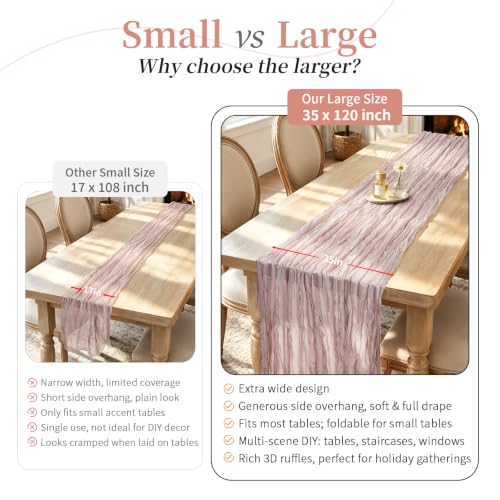 6 Pack Dusty Pink Cheesecloth Table Runners Boho Gauze Home Decor 35x120In - Image 2