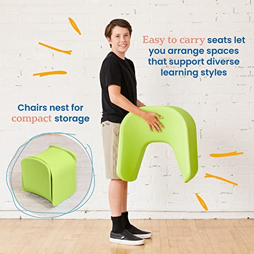 Image of ECR4Kids Wave Seat Perch Stool, 18in - 19.6in Seat Height, Flexible Seating, Lime Green