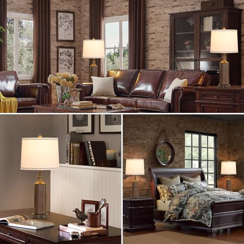 Aidenoey HYZC680 27.5 Inch H 3-Way Dimmable Touch Control Table Lamp Set Of 2,Vintage Bedside Lamp Nightstand Lamps With Usb A+C Ports, Black Brown Finish Resin Table Lamp, For Living Room,Bedroom,Office thumb #5