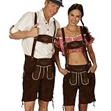 hochwertige Verarbeitung Lederhose Damen, kurze Trachtenhose, Echtleder, braun, fürs Oktoberfest - 44