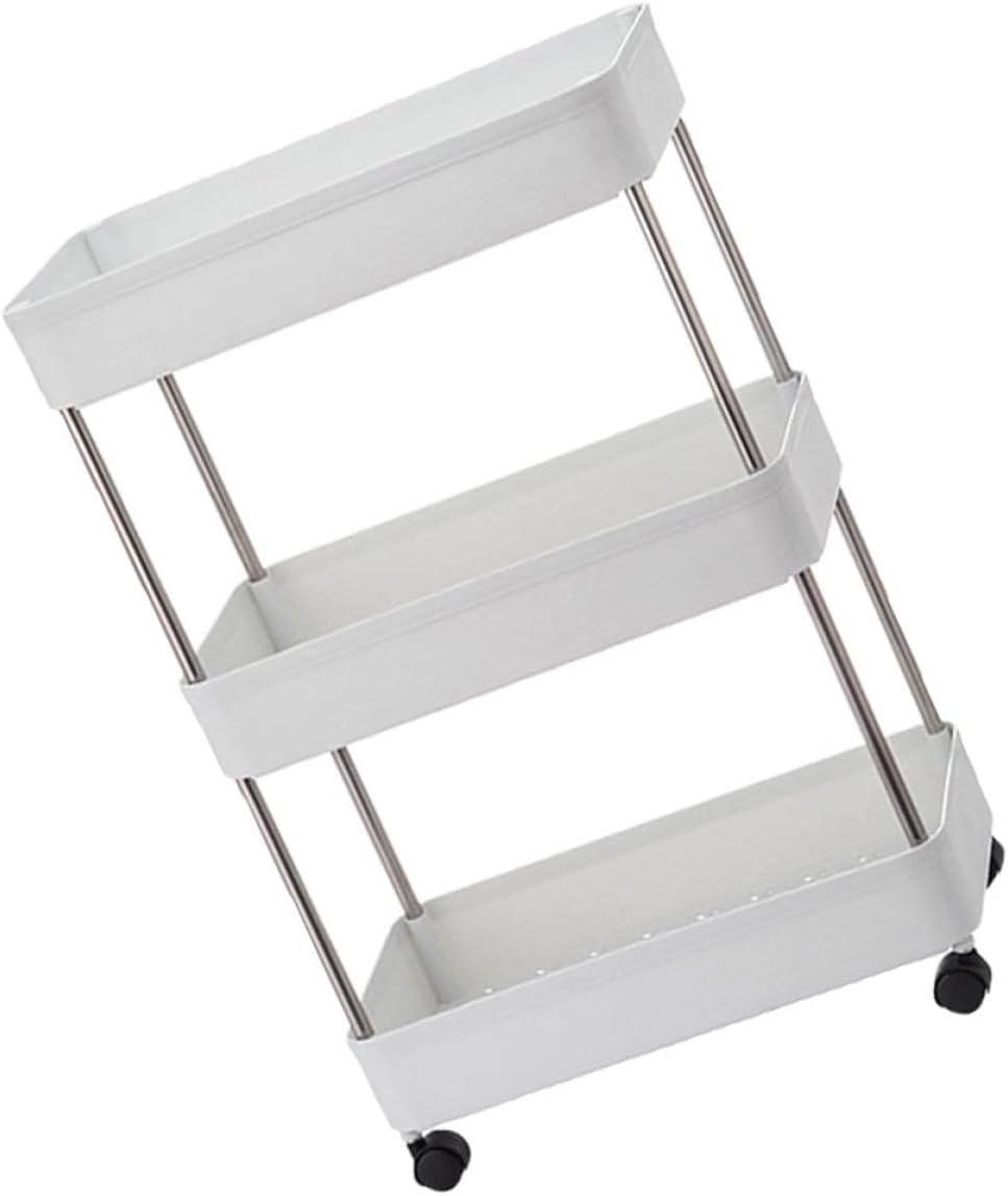 BESPORTBLE Multi-Layer Rolling Storage Cart with Wide 3-Tier Shelf and Casters, Kitchen and Bathroom Organizer Rack for Home Storage and Easy Mobility