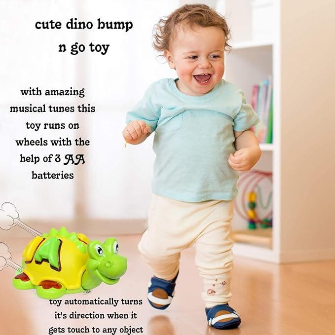 Image of Musical Toy for Kids Happy Turtle Bump and Go Dancing Toy Animal Figure with 3D Flashing Light & Sound for Baby, Best Gift for Children for Kids, Boys, Girls Age 2+ Years