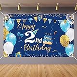 Boys 2nd Birthday Party Decoration Photography Backdrop Boy Toddler Little Man Second Birthday Cake Table Decor Banner