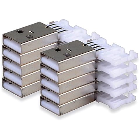 HTTX 20pcs Straight Soldering USB 2.0 A Type Male Port Plug Jack Connector, USB Repair Replacement Adapter Cover