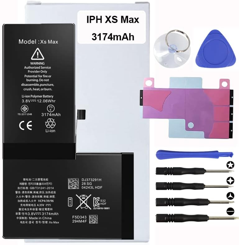 Batt Series Replacement Kit for iPhone including Waterproof Stickers, Battery Stickers and Magnetic Tools for iPhone Battery (iPhone XS Max)