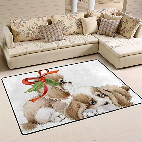 Tapis de Noël aquarelle grand format 183x122cm Ruchen
